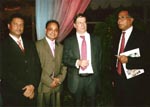 Kaysor Ahmed with SP Ruhul Amin and Stephen Evans CMG OBE, British High Commissioner